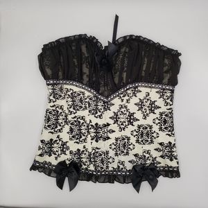 Black & Cream Bustier / Corset Large NWOT